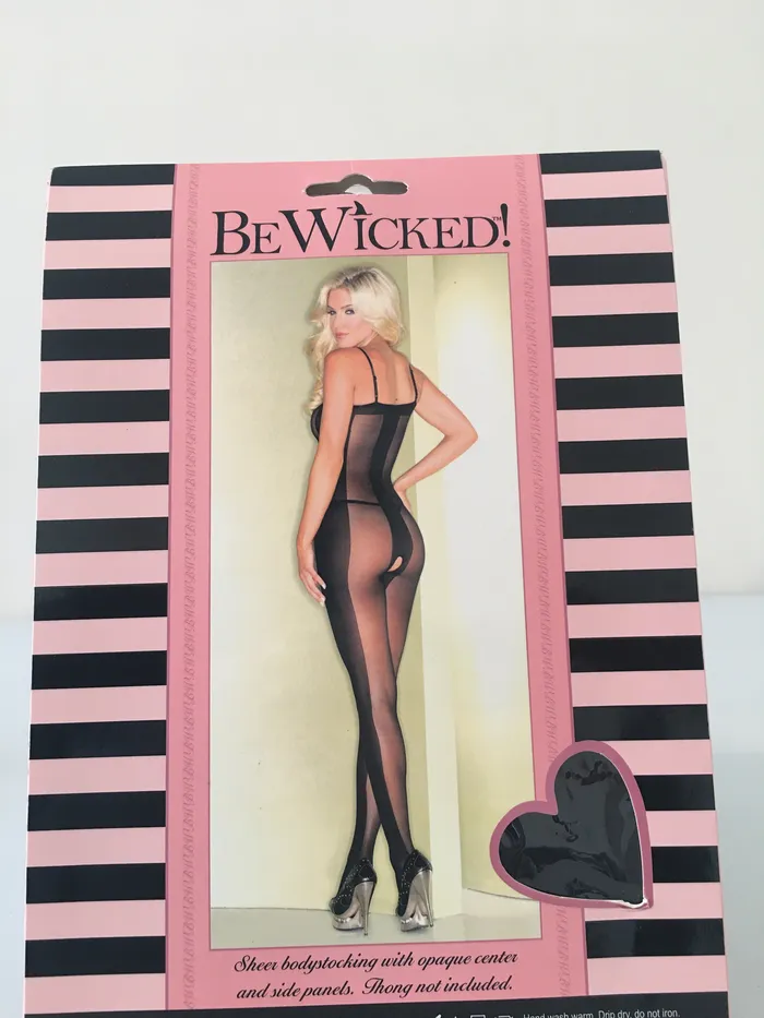 Adult Time NZ Bodystockings Playsuits STRIPED BODYSTOCKING BLACK ONE SIZE