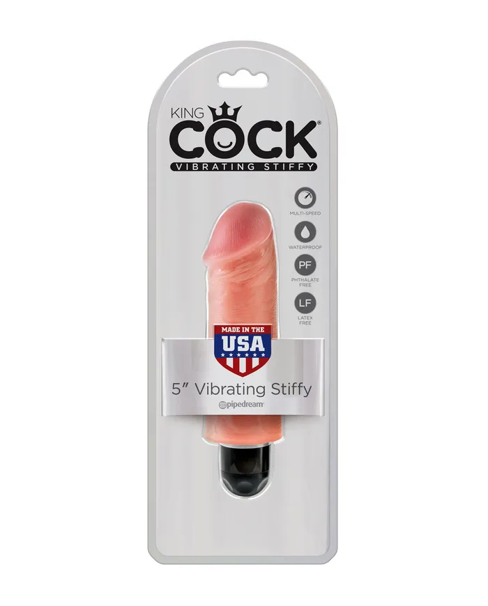 Adult Time NZ Dildos King Cock 5 in Vibrating Stiffy White Flesh