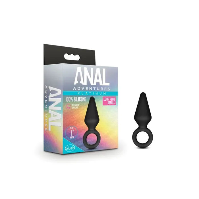 Anal Blush Novelties Anal Adventures Platinum Silicone Anal Loop Plug Small Black