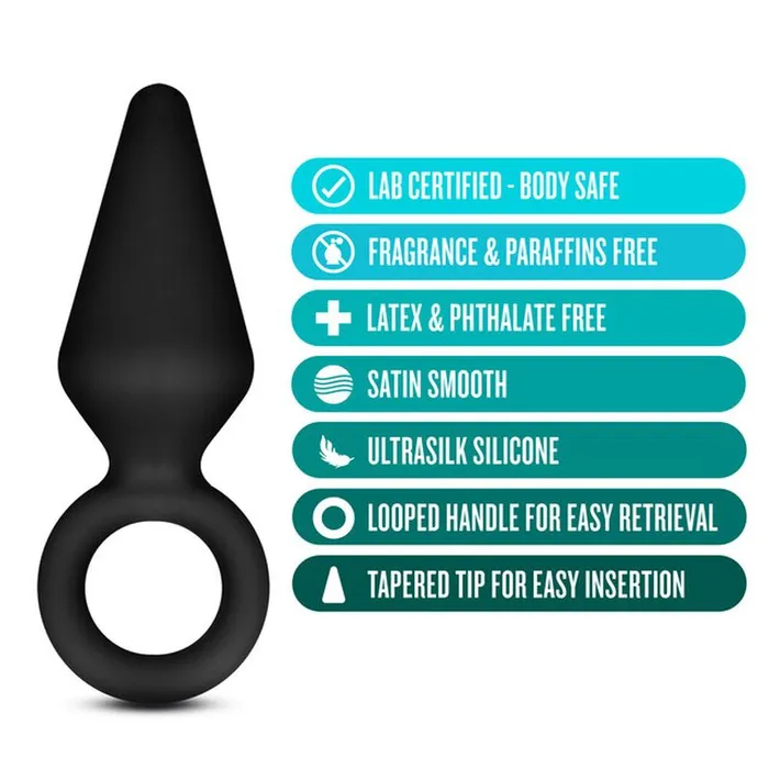 Anal Blush Novelties Anal Adventures Platinum Silicone Anal Loop Plug Small Black