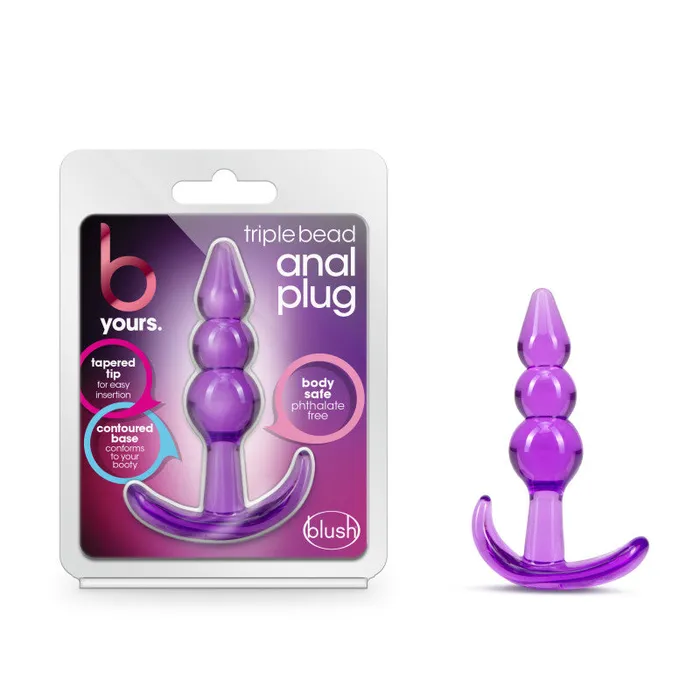 Anal Blush Novelties B Yours Triple Bead Anal Plug Purple 95 cm Butt Plug