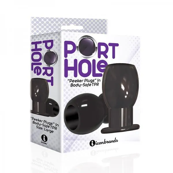 Anal Icon Brands The 9s Port Hole Hollow Butt Plug Black