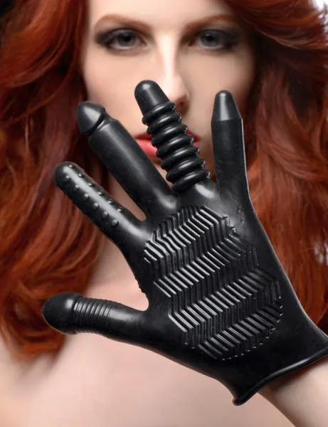 Anal Pleasure Poker Textured Glove Black Master Series