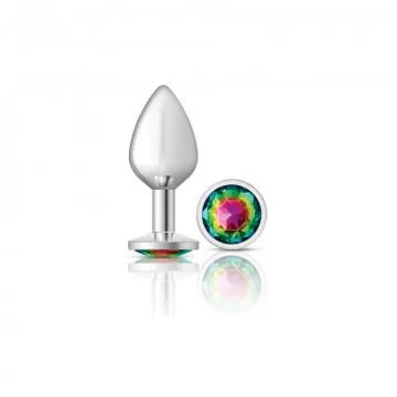 Anal Seductucom Cheeky Charms Round Rainbow Medium Silver Plug