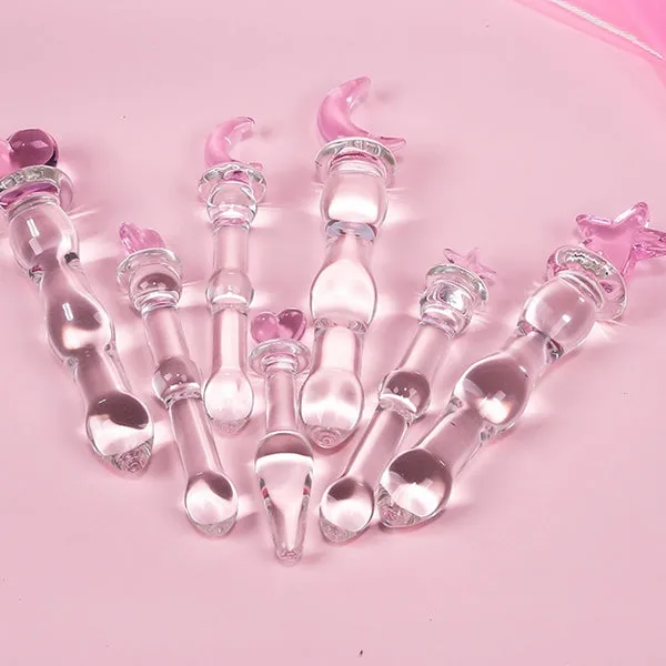 Anal sextoypremium ANAL BEADS PINK HEART BUTT PLUG GLASS DILDO VAGINAL AND STIMULATION SEX TOYS FOR WOMEN