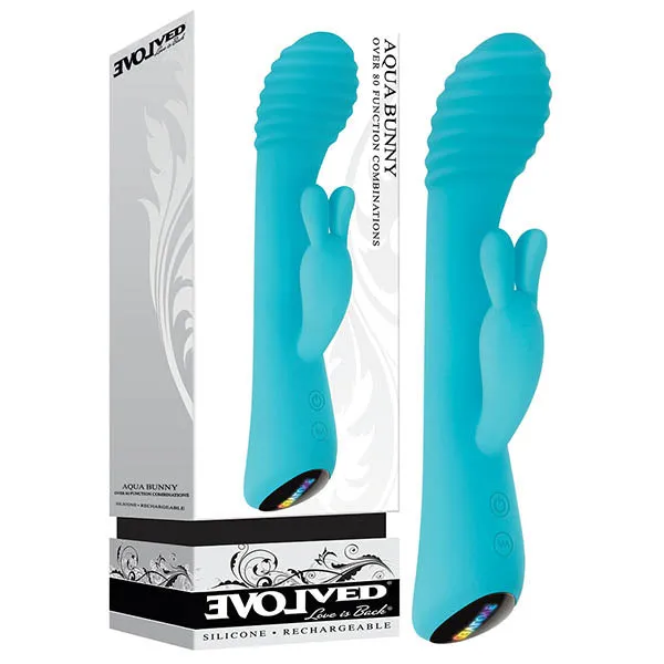 Aqua Bunny Blue 213 cm 84 USB Rechargeable Rabbit Vibrator Evolved Vibrators