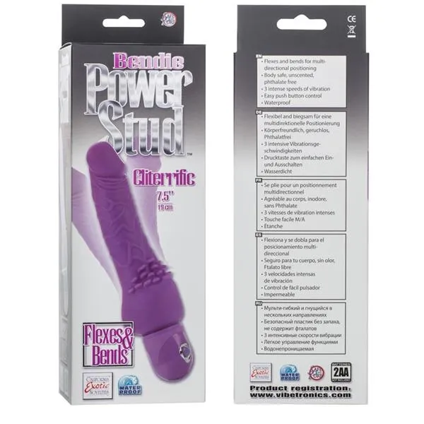 Bendie Power Stud Cliterrific Waterproof Vibrator Purple Bendie Vibrators