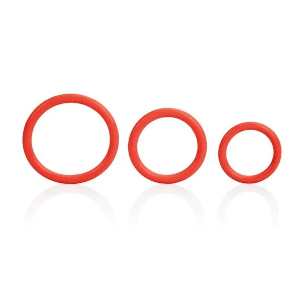 Cal Exotics Male Sex Toys Tri Rings Red Cock Ring Set