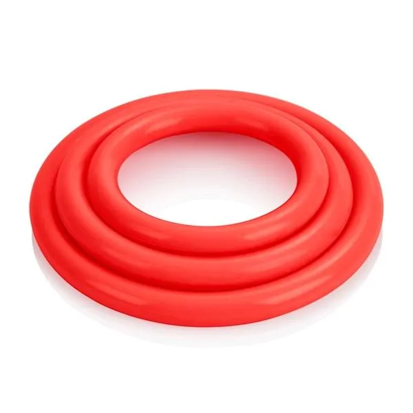 Cal Exotics Male Sex Toys Tri Rings Red Cock Ring Set