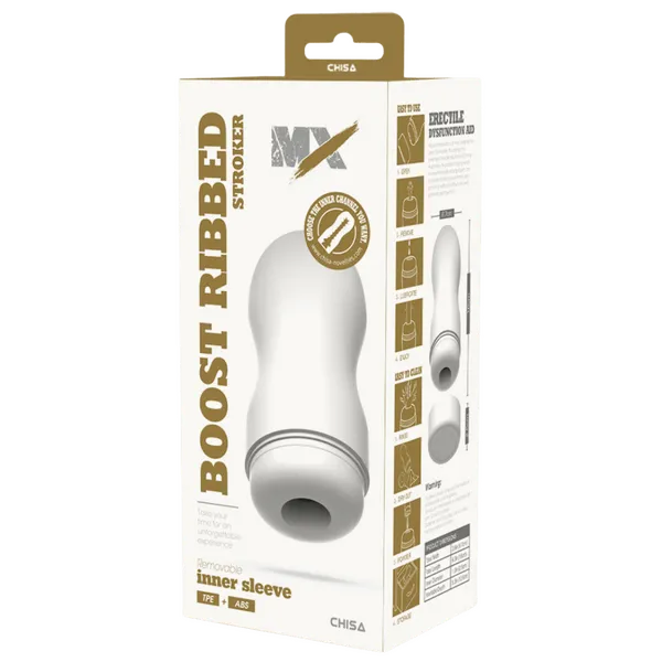 Chisa Novelties Male Sex Toys MX Boost Ribbed Stroker White