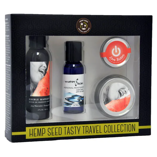 Couples Hemp Seed Tasty Travel Collection Watermelon Scented Lotion Kit 4 Piece Set Earthly Body