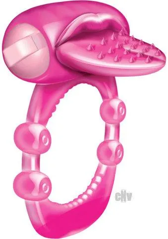 Couples Hott Products Nubby Tongue Magenta Pink Vibrating Cock Ring