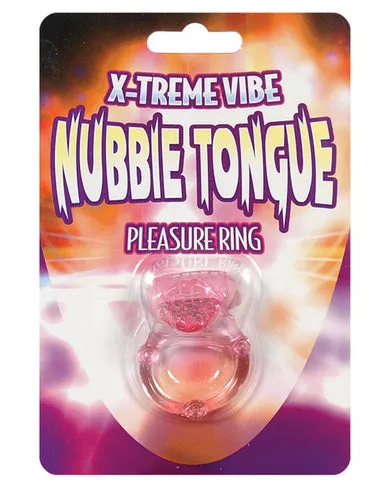 Couples Hott Products Nubby Tongue Magenta Pink Vibrating Cock Ring