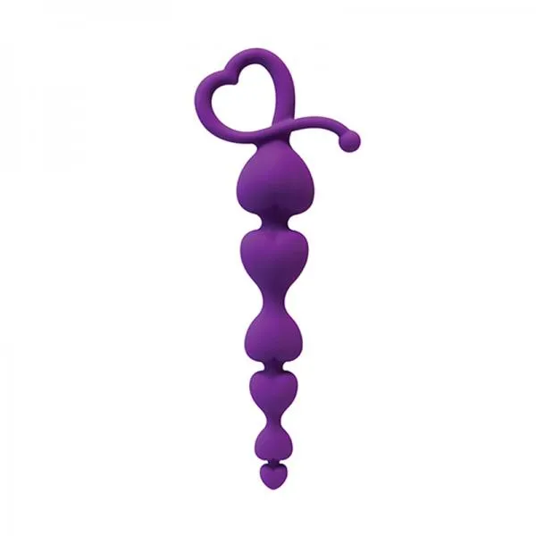 Curve Novelties Anal Gossip Hearts On A String Silicone Anal Beads Purple