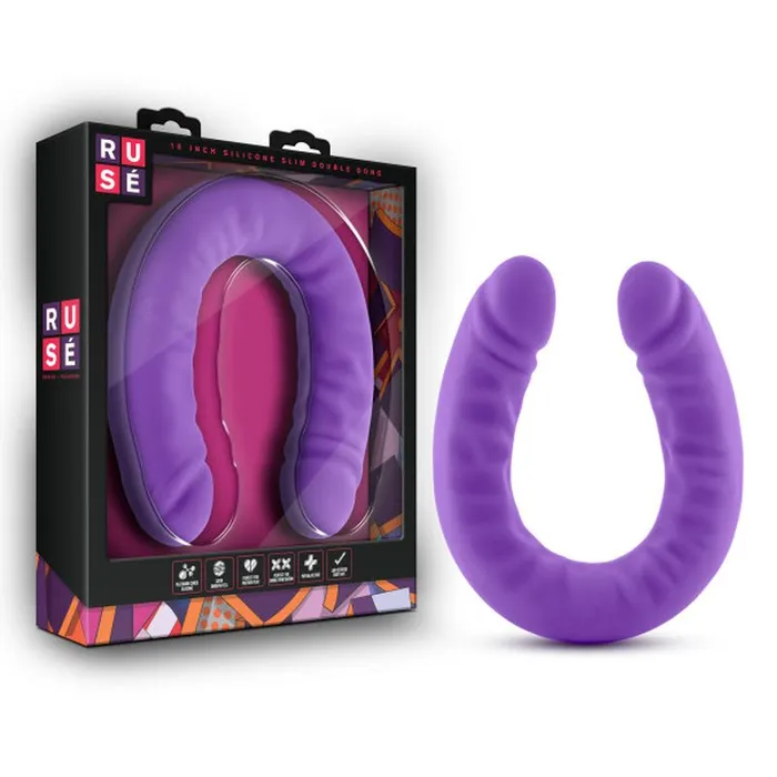 Dildos Ruse Ruse Silicone Slim 18in Purple Double Dong