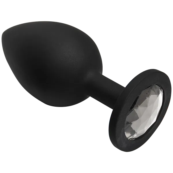 Doc Johnson Anal Booty Bling Black Plug Large Silver Stone