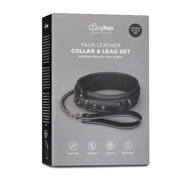 Easytoys Fetish Collection Fetish Leather Collar Lead Set Black Anal