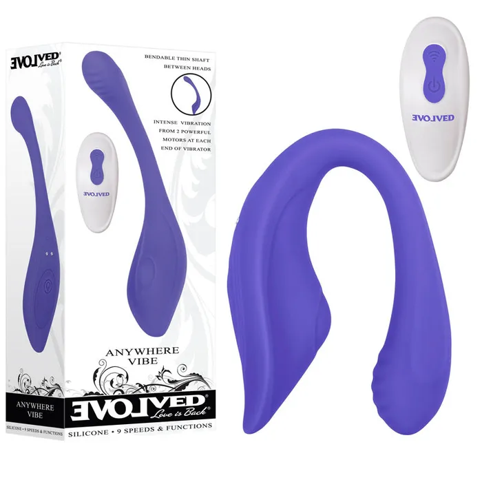 Evolved Vibrators Evolved ANYWHERE VIBE Purple USB Rechargeable Flexible Vibe with Remote