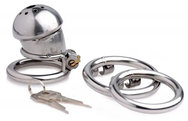 Exile Deluxe Locking Stainless Steel Confinement Cage Master Series Male Sex Toys