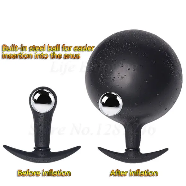 INFLATABLE HUGE ANAL BUTT PLUG BUILTIN STEEL BALL WOMEN VAGINAL ANAL DILATOR EXPANDABLE SILICONE MEN PROSTATE MASSAGER SEX TOYS sextoypremium Male Sex Toys