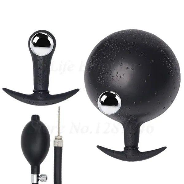 INFLATABLE HUGE ANAL BUTT PLUG BUILTIN STEEL BALL WOMEN VAGINAL ANAL DILATOR EXPANDABLE SILICONE MEN PROSTATE MASSAGER SEX TOYS sextoypremium Male Sex Toys