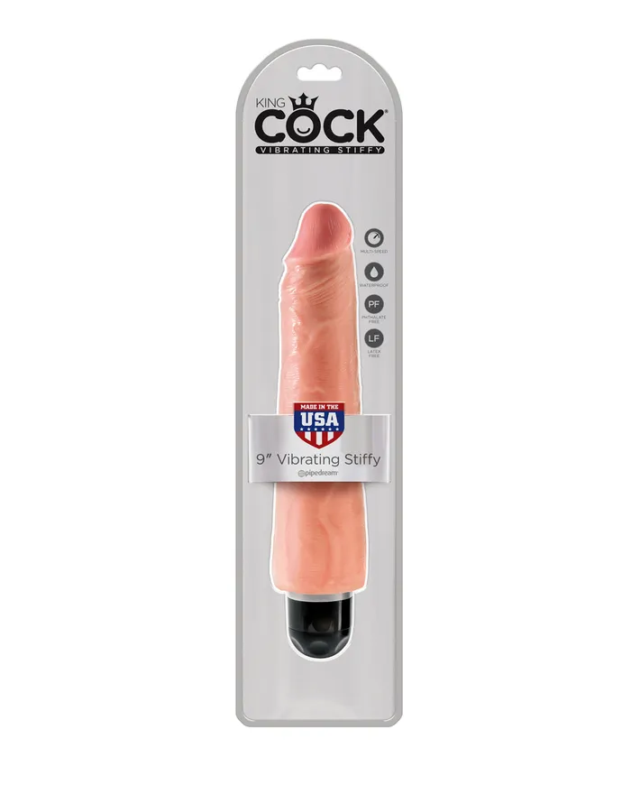 King Cock 9 Inches Vibrating Stiffy White Flesh Adult Time NZ Dildos