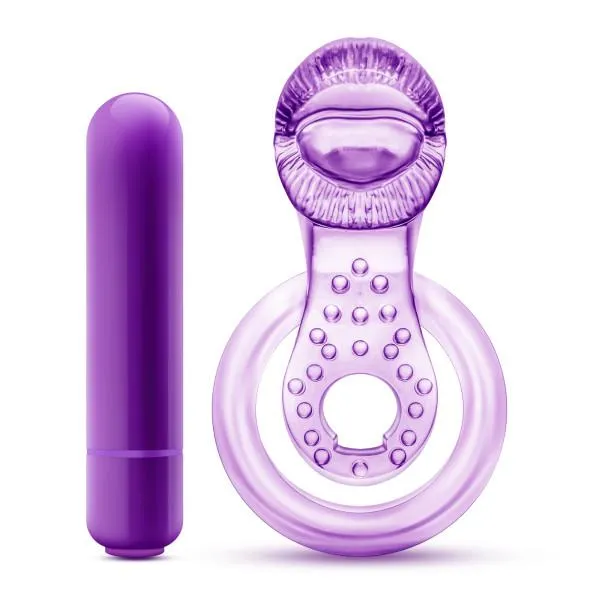 Lick It Vibrating Double Strap Cock Ring Purple Blush Male Sex Toys