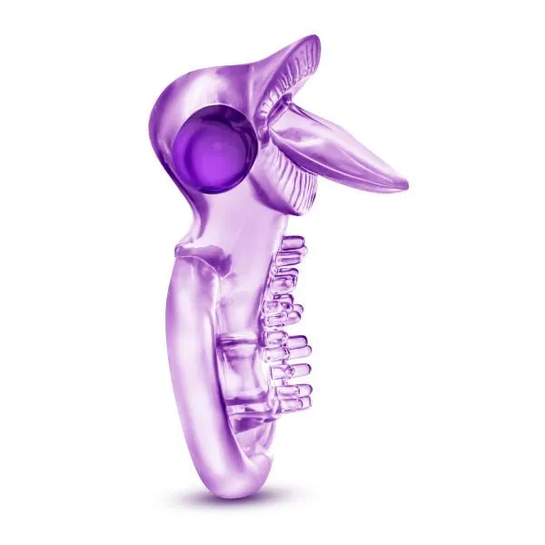 Lick It Vibrating Double Strap Cock Ring Purple Blush Male Sex Toys