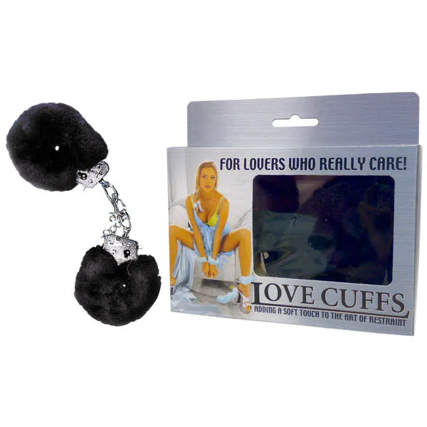 Love Cuffs Black Fluffy Hand Cuffs Excellent Power Anal