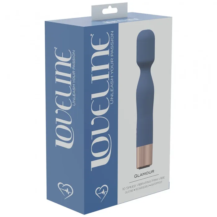 Loveline LoveLine Glamour 10 Speed MiniWand Silicone Rechargeable Waterproof BlueGrey Vibrators