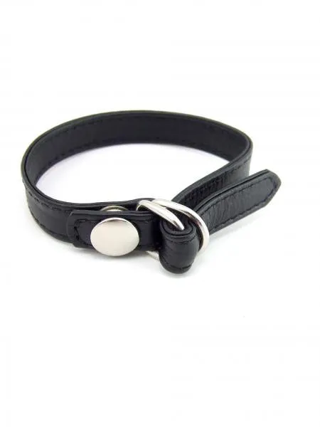 M2 M Cock Ring Leather D Ring Snap Release Black M2M Male Sex Toys