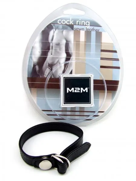 M2 M Cock Ring Leather D Ring Snap Release Black M2M Male Sex Toys