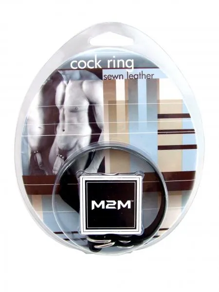 M2 M Cock Ring Leather D Ring Snap Release Black M2M Male Sex Toys