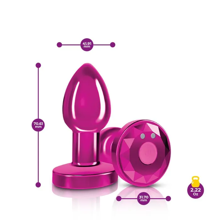 Male Sex Toys Viben Cheeky Charms Rechargeable Vibrating Metal Butt Plug with Remote Small Pink