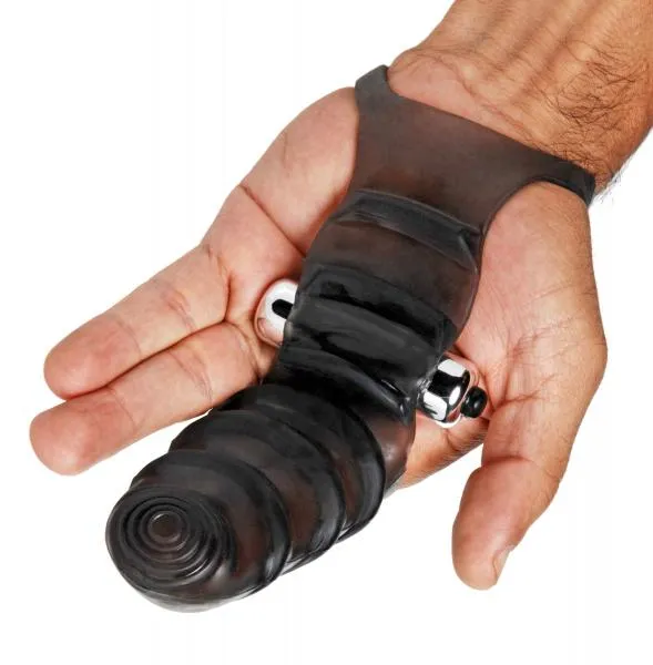 Master Series Vibrators Bang Bang G Spot Vibrating Finger Glove Black