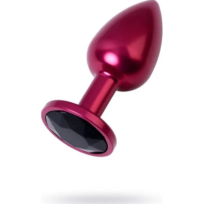 Metal Anal Metal Anal Plug with Black Crystal Small Red