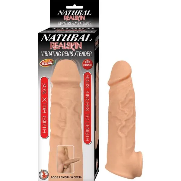 Nasstoys Male Sex Toys Natural Realskin Vibrating Penis Xtender White