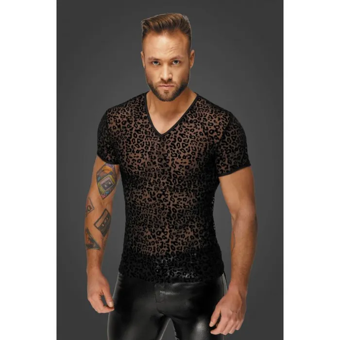 Noir Vibrators Leopard Flock VNeck TShirt