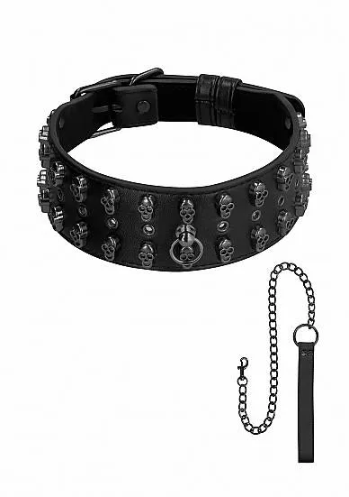 Ouch Skulls Bones Neck Chain With Skulls And Leash Black Ouch Couples