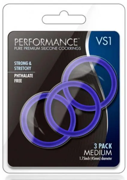 Performance Ring Vs1 Medium Silicone Indigo Blush Male Sex Toys