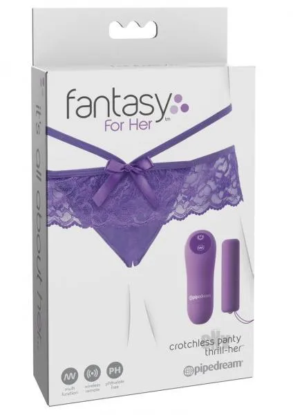 Pipedream Vibrators Fantasy For Her Crotchless Panty Thrill Her OS Purple