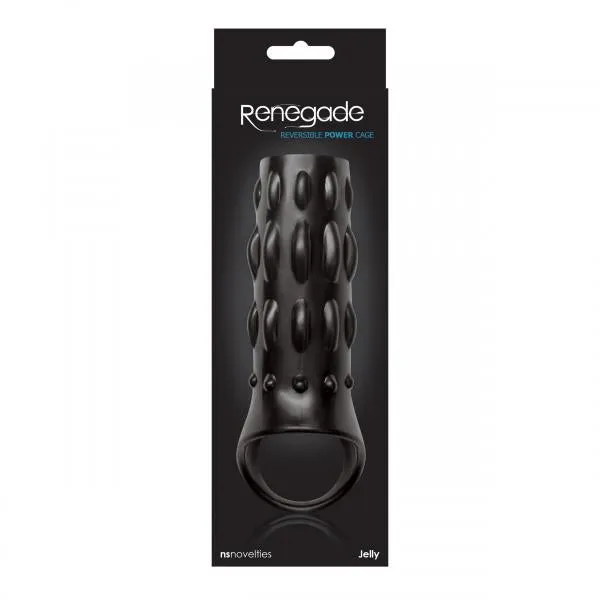 Renegade Male Sex Toys Reversible Power Cage Jelly Sleeve Black