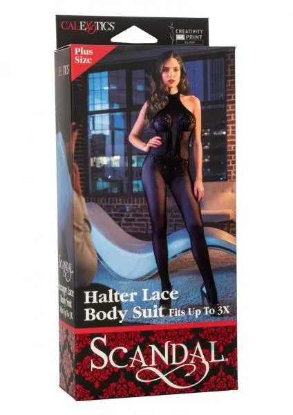 Scandal Halter Lace Body Plus Sz Black Seductucom Anal