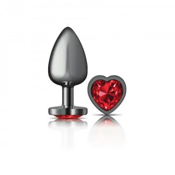 Seductucom Cheeky Charms Heart Deep Red Large Gunmetal Butt Plug Anal