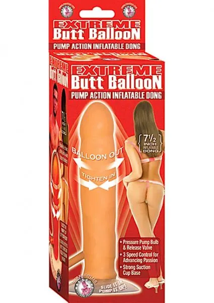 Seductucom Extreme Butt Balloon Pump Action Inflatable Dong With Suction Cup Vibrating 75 Inch Flesh Male Sex Toys