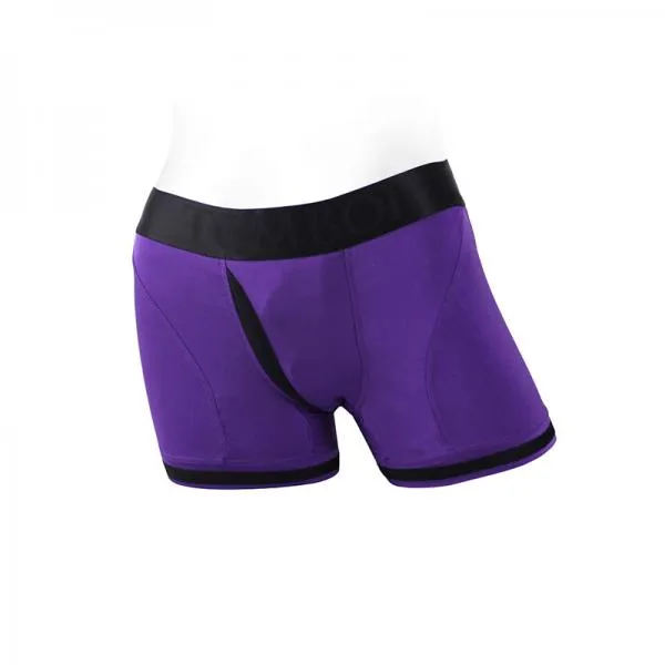 Seductucom Vibrators Spareparts Tomboii Nylon Boxer Briefs Harness PurpleBlack Size S