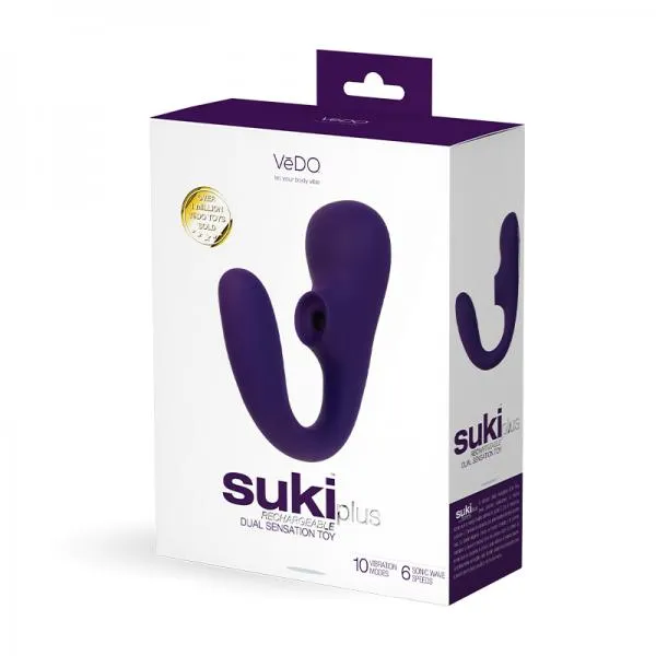 Seductucom Vibrators Vedo Suki Plus Rechargeable Dual Sonic Vibe Deep Purple