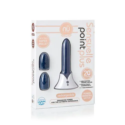 Sensuelle Point Plus Bullet Vibrator Blue 2 Sleeves Sensuelle Vibrators