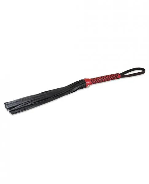 Sultra Leather Sultra 16 Lambskin Flogger Classic Weave Grip Black WRed Woven Handle Vibrators