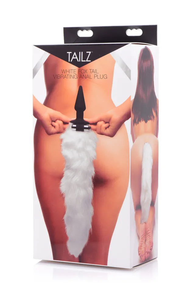 Tailz Male Sex Toys White Fox Tail Vibrating Anal Plug